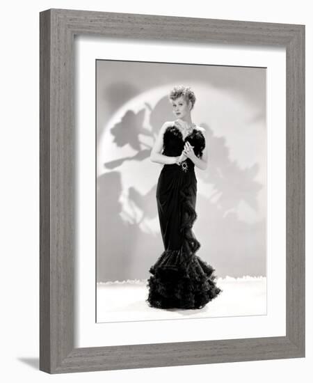 Lucille Ball Models a Lovely Black Gown, Publicity Still, 1940's-null-Framed Photo