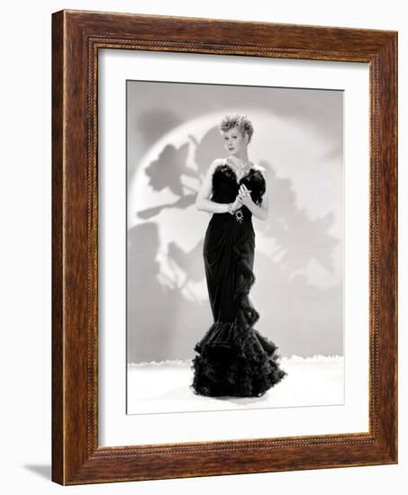 Lucille Ball Models a Lovely Black Gown, Publicity Still, 1940's-null-Framed Photo