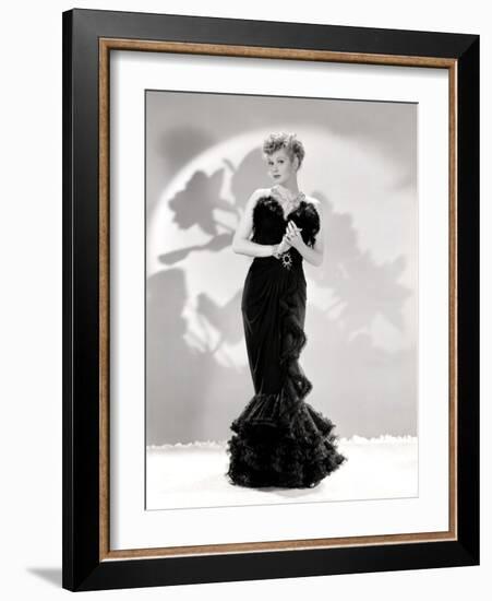 Lucille Ball Models a Lovely Black Gown, Publicity Still, 1940's-null-Framed Photo