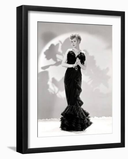 Lucille Ball Models a Lovely Black Gown, Publicity Still, 1940's-null-Framed Photo