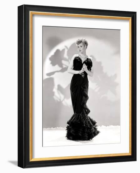 Lucille Ball Models a Lovely Black Gown, Publicity Still, 1940's-null-Framed Photo