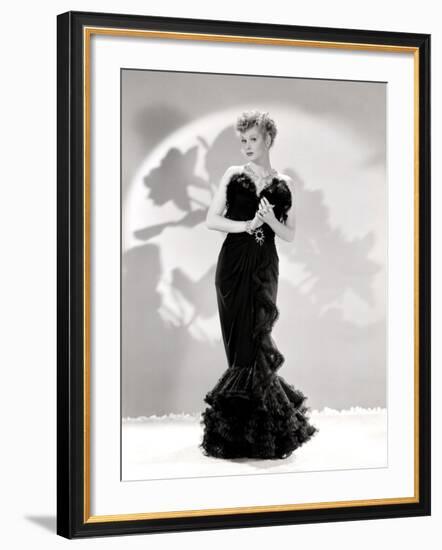 Lucille Ball Models a Lovely Black Gown, Publicity Still, 1940's-null-Framed Photo