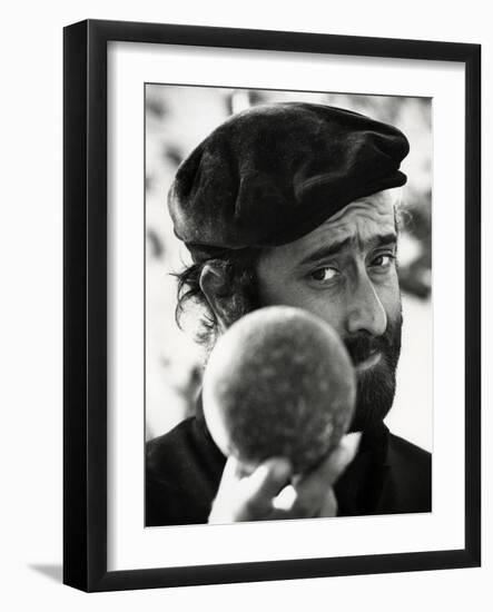 Lucio Dalla Is Holding a Bowl in His Hand-null-Framed Photographic Print