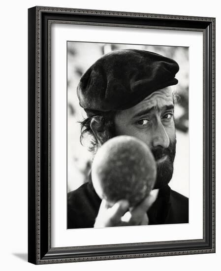 Lucio Dalla Is Holding a Bowl in His Hand-null-Framed Photographic Print