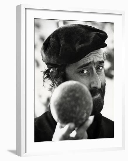 Lucio Dalla Is Holding a Bowl in His Hand-null-Framed Photographic Print