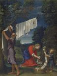 The Holy Family Washing Clothes-Lucio Massari-Framed Premier Image Canvas