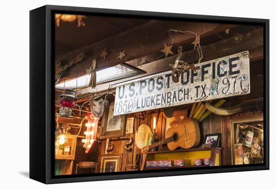 Luckenbach, Texas, USA. Post office sign in a tourist shop in Luckenbach, Texas.-Emily Wilson-Framed Premier Image Canvas