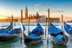 Venice Gondolas on San Marco Square at Sunrise, Venice, Italy-lucky-photographer-Photographic Print