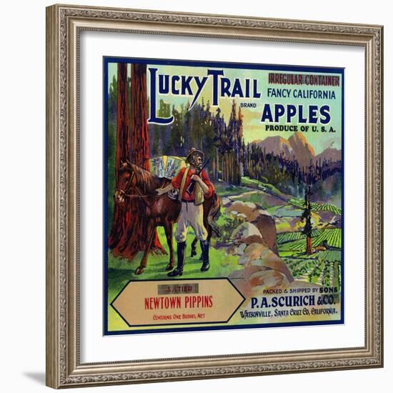 Lucky Trail Brand Apple Label, Watsonville, California-Lantern Press-Framed Art Print