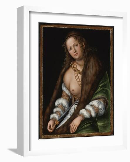 Lucrece - Lucretia Par Cranach, Lucas, the Elder (1472-1553). Oil on Wood, Size : 60,3X48,9, , Priv-Lucas the Elder Cranach-Framed Giclee Print