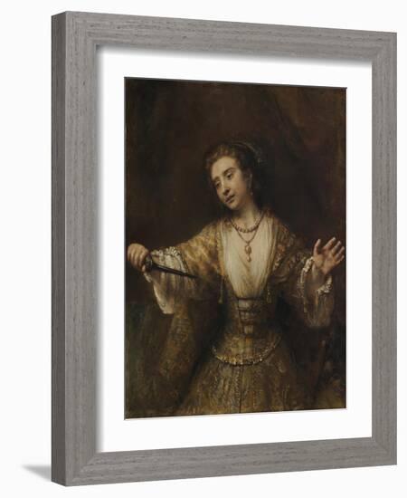 Lucretia, 1664-Rembrandt van Rijn-Framed Giclee Print