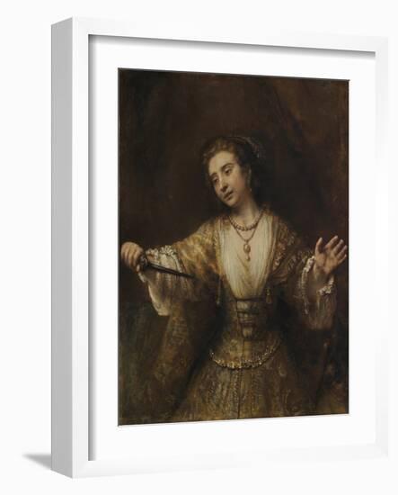 Lucretia, 1664-Rembrandt van Rijn-Framed Giclee Print