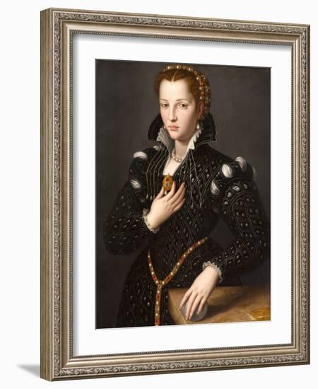 Lucrezia De' Medici (1545-1561), 1560 (Oil on Panel)-Alessandro Allori-Framed Giclee Print