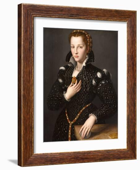 Lucrezia De' Medici (1545-1561), 1560 (Oil on Panel)-Alessandro Allori-Framed Giclee Print