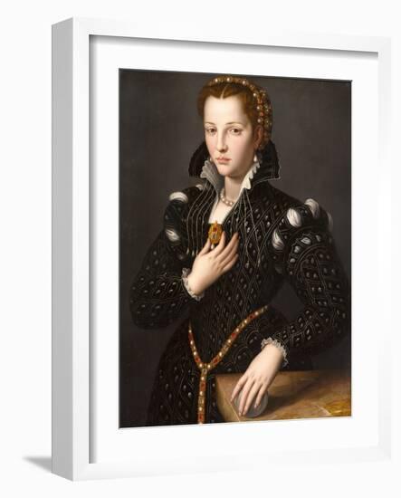 Lucrezia De' Medici (1545-1561), 1560 (Oil on Panel)-Alessandro Allori-Framed Giclee Print