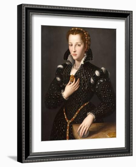 Lucrezia De' Medici (1545-1561), 1560 (Oil on Panel)-Alessandro Allori-Framed Giclee Print