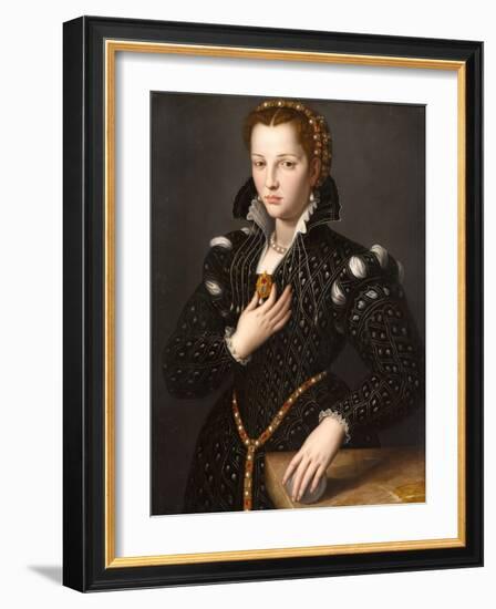 Lucrezia De' Medici (1545-1561), 1560 (Oil on Panel)-Alessandro Allori-Framed Giclee Print