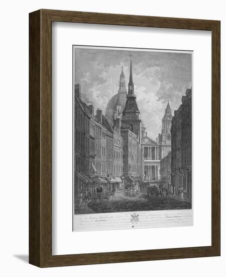 Ludgate Hill, Church of St Martin Within Ludgate and St Paul's Cathedral, City of London, 1795-Thomas Malton II-Framed Giclee Print