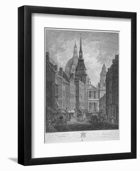 Ludgate Hill, Church of St Martin Within Ludgate and St Paul's Cathedral, City of London, 1795-Thomas Malton II-Framed Giclee Print