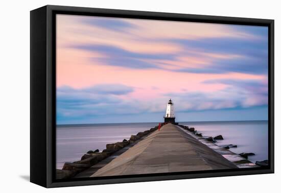 Ludington North Breakwater Light Sunrise-Adam Romanowicz-Framed Premier Image Canvas