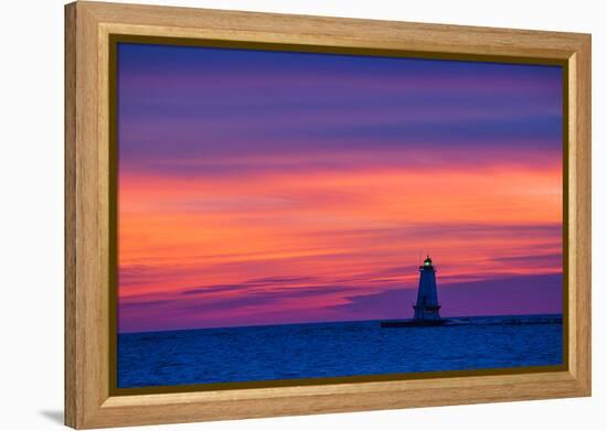 Ludington North Pierhead Lighthouse at Sunset on Lake Michigan, Mason County, Ludington, Michigan-Richard and Susan Day-Framed Premier Image Canvas