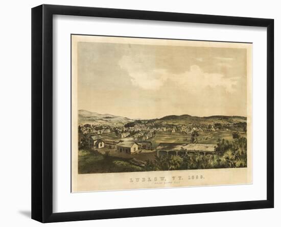 Ludlow, Vermont - Panoramic Map-Lantern Press-Framed Art Print