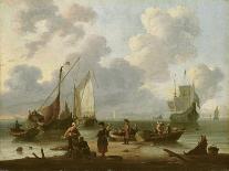 The Ij at Amsterdam, Seen from the Mosselsteiger (Mussel Pier) 1673-Ludolf Backhuysen-Framed Giclee Print