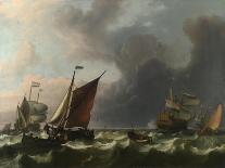 Dutch Men-Of-War and Small Vessels in a Fresh Breeze Off Enkhuizen, 1683-Ludolf Bakhuizen-Framed Giclee Print