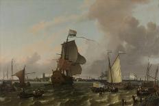 Man-Of-War Brielle on the River Maas Off Rotterdam-Ludolf Bakhuysen-Art Print