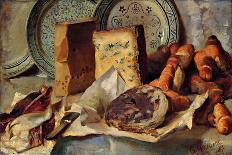Still Life with Cheese and Salami-Ludovico Brea-Framed Giclee Print