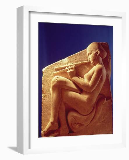 Ludovisi Throne, Panel Depicting a Woman Playing a Flute, c.470-60 BC-Greek-Framed Giclee Print