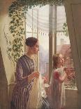 Interior with mother and daughter by a window, 1853-Ludvig August Smith-Mounted Giclee Print