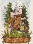 Hansel and Gretel Outside the Gingerbread House-Ludwig Richter-Giclee Print