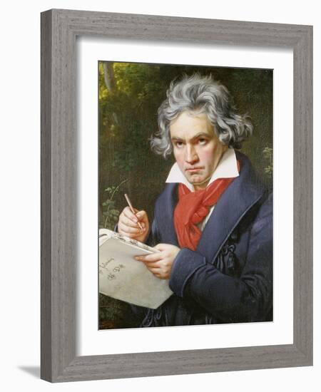 Ludwig Van Beethoven (1770-1827) Composing His 'Missa Solemnis'-Joseph Karl Stieler-Framed Giclee Print