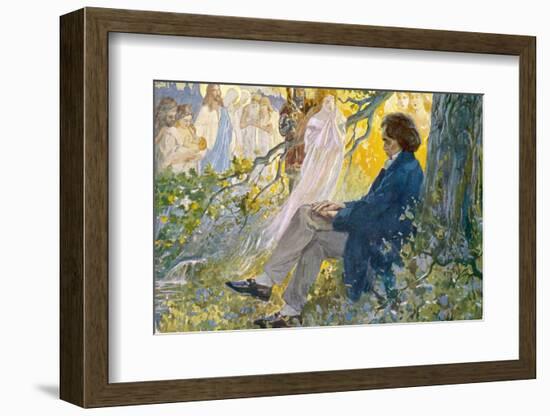 Ludwig Van Beethoven Beethoven Composes His Symphonies Sitting Under a Tree-L. Balestrieri-Framed Photographic Print