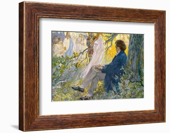 Ludwig Van Beethoven Beethoven Composes His Symphonies Sitting Under a Tree-L. Balestrieri-Framed Photographic Print