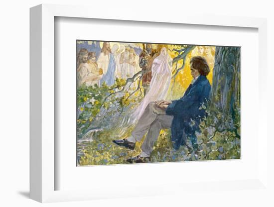 Ludwig Van Beethoven Beethoven Composes His Symphonies Sitting Under a Tree-L. Balestrieri-Framed Photographic Print