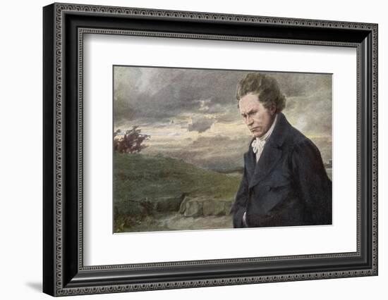 Ludwig Van Beethoven Beethoven out for a Walk on a Windy Day-H. Wulff-Framed Photographic Print