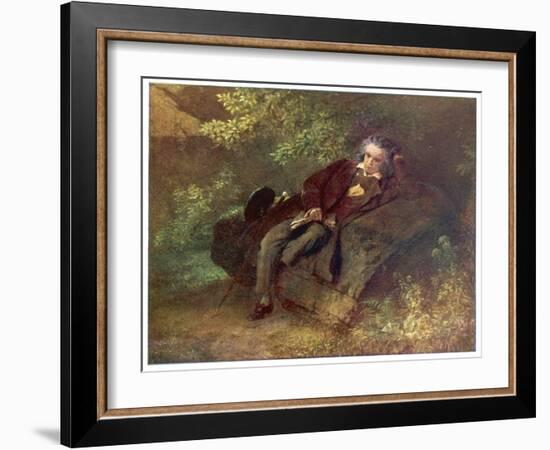 Ludwig Van Beethoven Beethoven Sitting in Some Woods-null-Framed Art Print