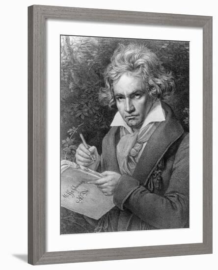 Ludwig Van Beethoven Composing His 'Missa Solemnis', 1819-Joseph Karl Stieler-Framed Giclee Print