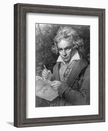 Ludwig Van Beethoven Composing His 'Missa Solemnis', 1819-Joseph Karl Stieler-Framed Giclee Print