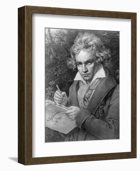 Ludwig Van Beethoven Composing His 'Missa Solemnis', 1819-Joseph Karl Stieler-Framed Giclee Print