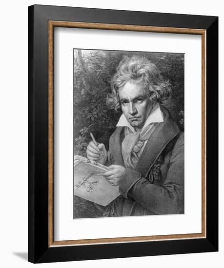 Ludwig Van Beethoven Composing His 'Missa Solemnis', 1819-Joseph Karl Stieler-Framed Giclee Print