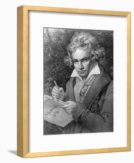 Ludwig Van Beethoven Composing His 'Missa Solemnis', 1819-Joseph Karl Stieler-Framed Giclee Print