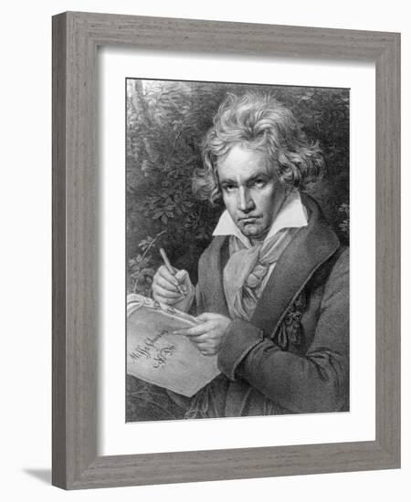 Ludwig Van Beethoven Composing His 'Missa Solemnis', 1819-Joseph Karl Stieler-Framed Giclee Print