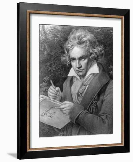 Ludwig Van Beethoven Composing His 'Missa Solemnis', 1819-Joseph Karl Stieler-Framed Giclee Print