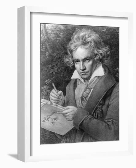 Ludwig Van Beethoven Composing His 'Missa Solemnis', 1819-Joseph Karl Stieler-Framed Giclee Print