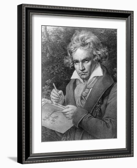 Ludwig Van Beethoven Composing His 'Missa Solemnis', 1819-Joseph Karl Stieler-Framed Giclee Print