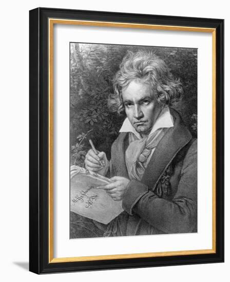 Ludwig Van Beethoven Composing His 'Missa Solemnis', 1819-Joseph Karl Stieler-Framed Giclee Print