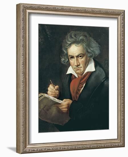 Ludwig Van Beethoven Composing the Missa Solemnis-Joseph Karl Stieler-Framed Art Print